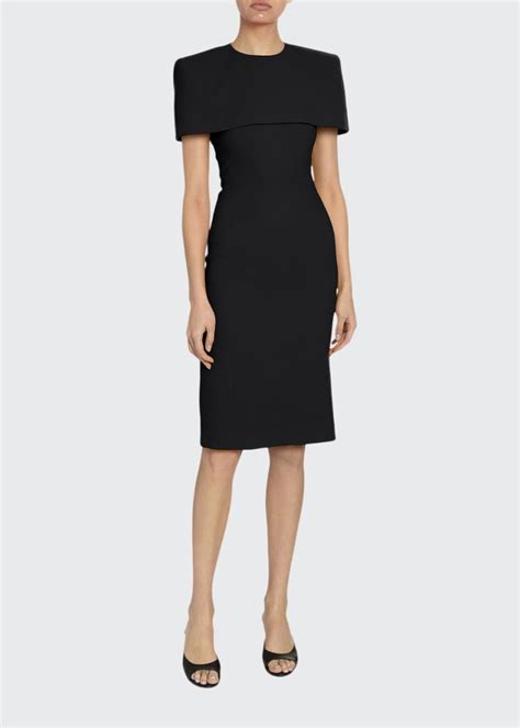 Givenchy Crepe Wool Dress with Removable Capelet